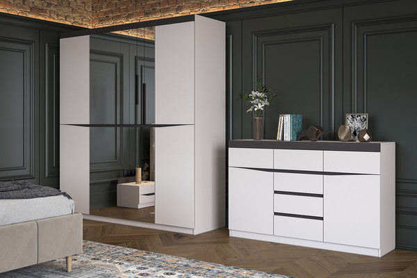 Изображение товара Тумба Bravo Мебель Тиана 6ящ. (персидский жемчуг/вольфрам)