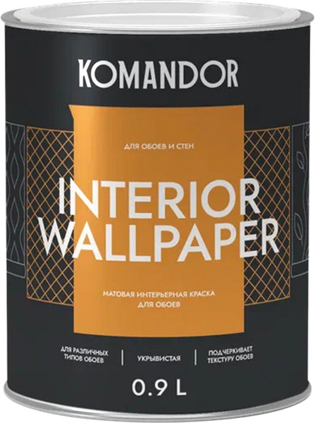 Изображение товара Краска KOMANDOR Interior Wallpaper База А (0.9л, матовый)