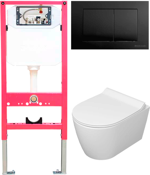 Изображение товара Унитаз подвесной с инсталляцией Керамин Трент R МЛ Slim Премиум c кнопкой K5236-К-EEA2