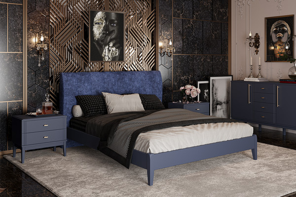 Изображение товара Прикроватная тумба Bravo Мебель Джали (ночное небо/лак темный лазурный)