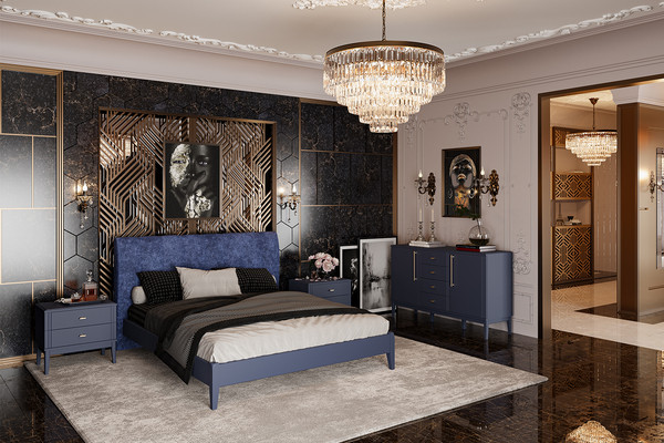 Изображение товара Прикроватная тумба Bravo Мебель Джали (ночное небо/лак темный лазурный)