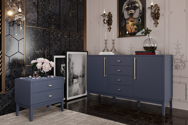 Изображение товара Прикроватная тумба Bravo Мебель Джали (ночное небо/лак темный лазурный)