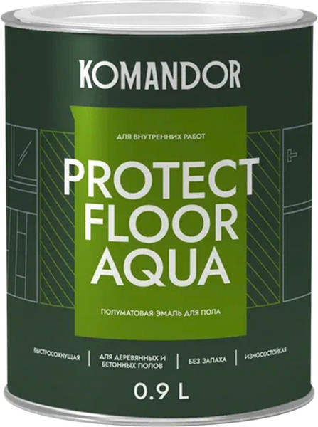 Изображение товара Эмаль KOMANDOR Protect Floor Aqua База А (900мл, полуматовый)