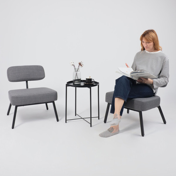 Изображение товара Кресло мягкое AksHome Aspen (серая рогожка Bjorn 13/черный)