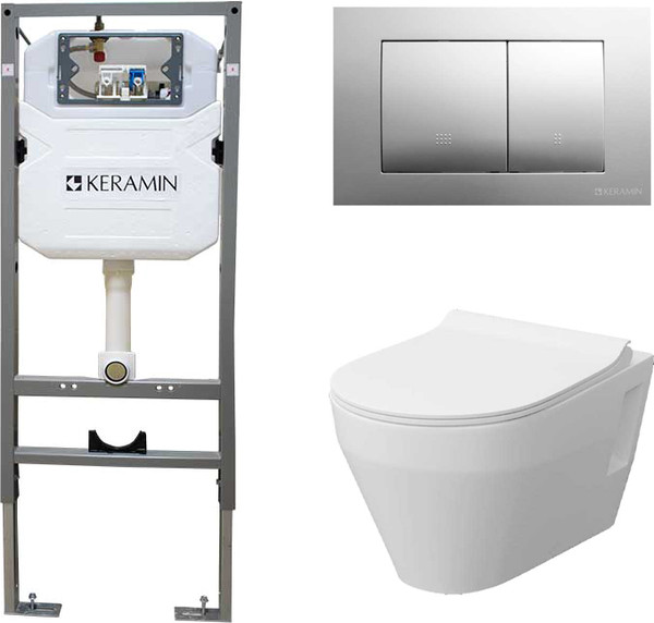 Изображение товара Унитаз подвесной с инсталляцией Керамин Бари Slim МЛ Комфорт c кнопкой K5236-К-EEA4