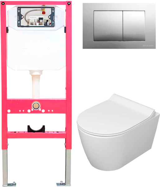 Изображение товара Унитаз подвесной с инсталляцией Керамин Трент R Slim МЛ Премиум c кнопкой K5236-К-EEA4