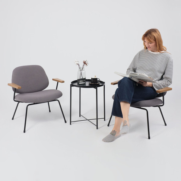 Изображение товара Кресло мягкое AksHome Rudo (серый букле SD8068-5/черный)