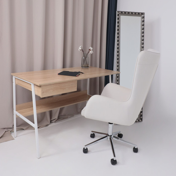 Изображение товара Кресло офисное AksHome Bella XL Chrome (Kiton 701 Antarctica/велюр/белый антарктида)
