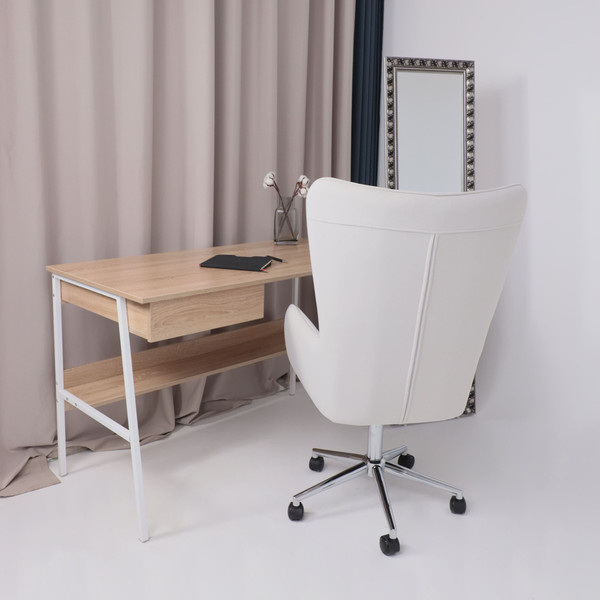 Изображение товара Кресло офисное AksHome Bella XL Chrome (Kiton 701 Antarctica/велюр/белый антарктида)
