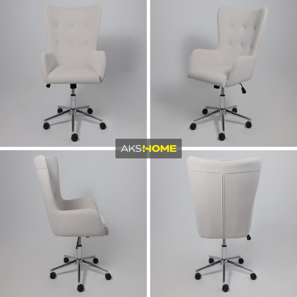 Изображение товара Кресло офисное AksHome Bella XL Chrome (Kiton 701 Antarctica/велюр/белый антарктида)