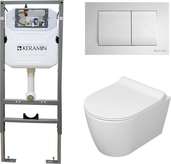 Изображение товара Унитаз подвесной с инсталляцией Керамин Трент R МЛ Slim Комфорт c кнопкой K5236-К-EEA1
