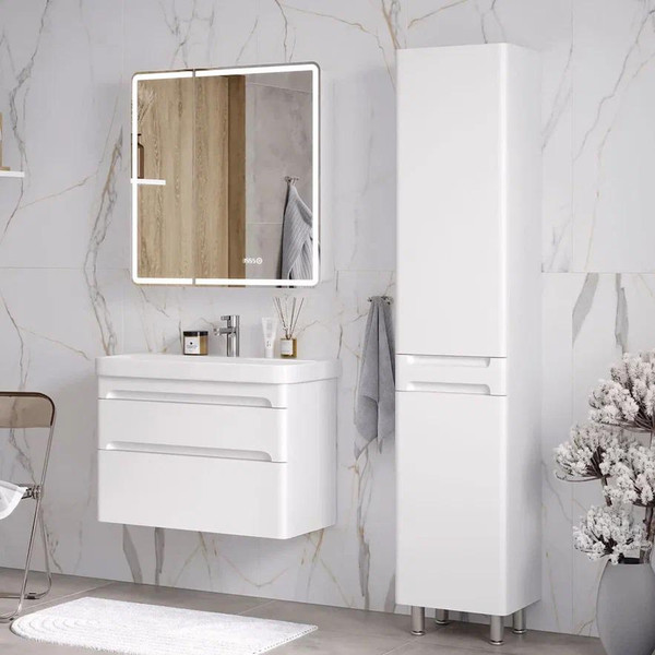 Изображение товара Шкаф с зеркалом для ванной EQUIL Nice LED 80 с часами