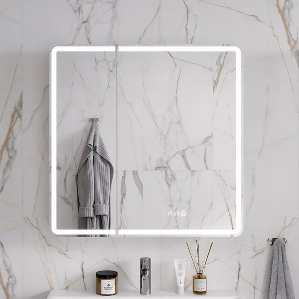 Изображение товара Шкаф с зеркалом для ванной EQUIL Nice LED 80 с часами