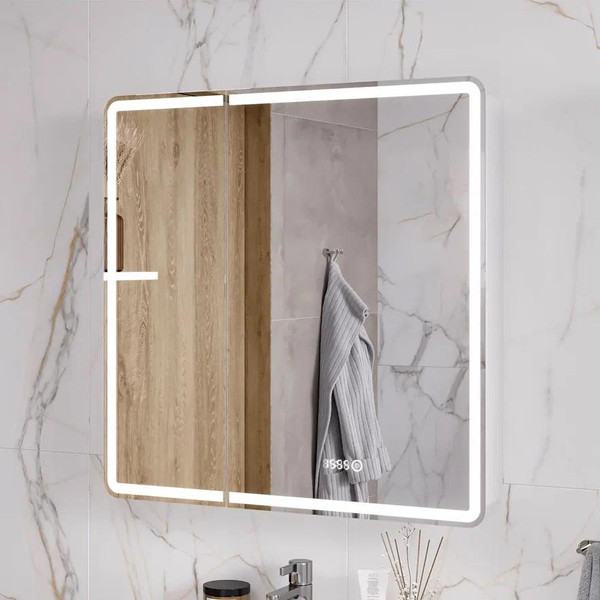 Изображение товара Шкаф с зеркалом для ванной EQUIL Nice LED 80 с часами