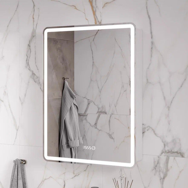 Изображение товара Шкаф с зеркалом для ванной EQUIL Nice LED 60 с часами (правый)