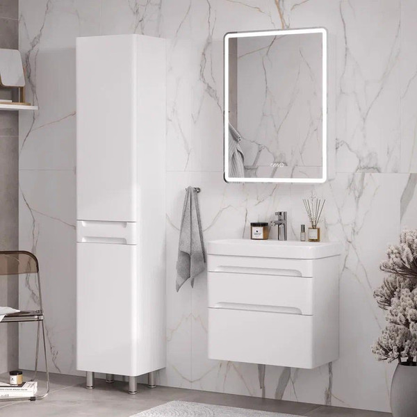 Изображение товара Шкаф с зеркалом для ванной EQUIL Nice LED 60 с часами (правый)