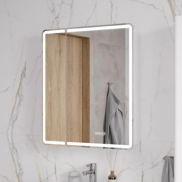 Изображение товара Шкаф с зеркалом для ванной EQUIL Nice LED 70 с часами