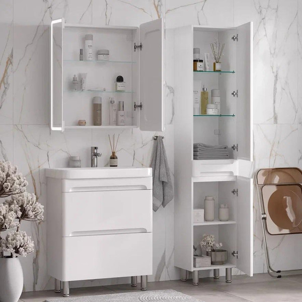 Изображение товара Шкаф с зеркалом для ванной EQUIL Nice LED 70 с часами