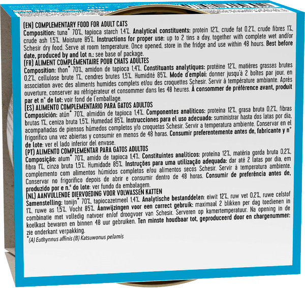 Изображение товара Влажный корм для кошек Schesir с тунцом в соусе (70г)