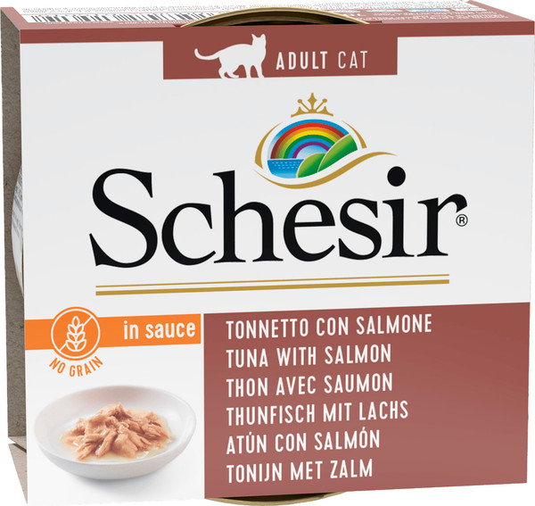 Изображение товара Влажный корм для кошек Schesir с тунцом и лососем в соусе (70г)