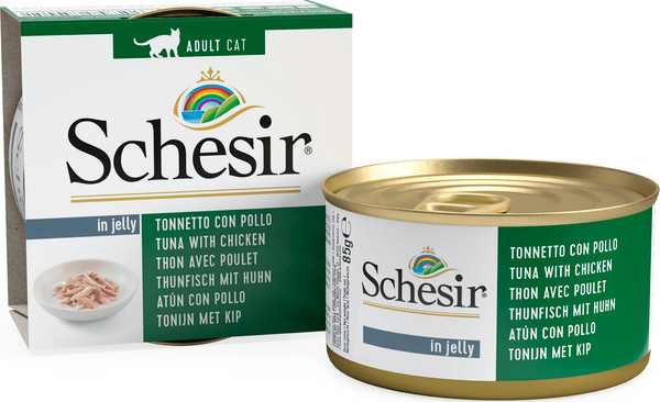 Изображение товара Влажный корм для кошек Schesir с тунцом и курицей (85г)