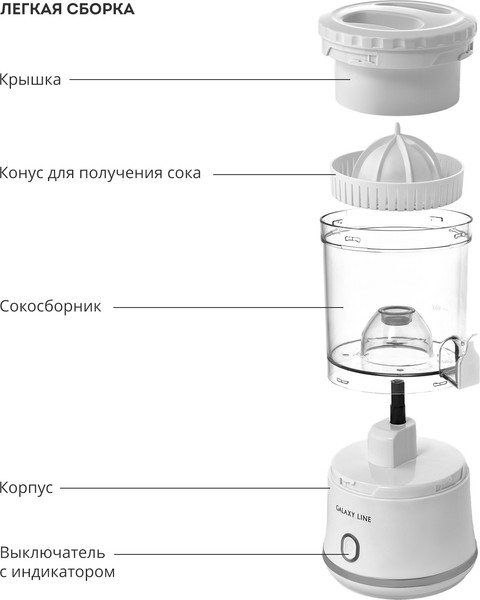 Изображение товара Соковыжималка электрическая Galaxy Line GL 0855 (белый)