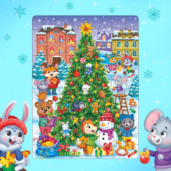 Изображение товара Пазл Puzzle Time Ждут зверята Новый год / 7697789 (88эл)