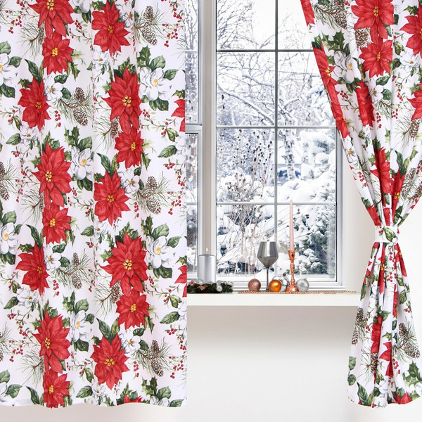 Изображение товара Комплект штор Доляна Рождественские цветы / 10643126
