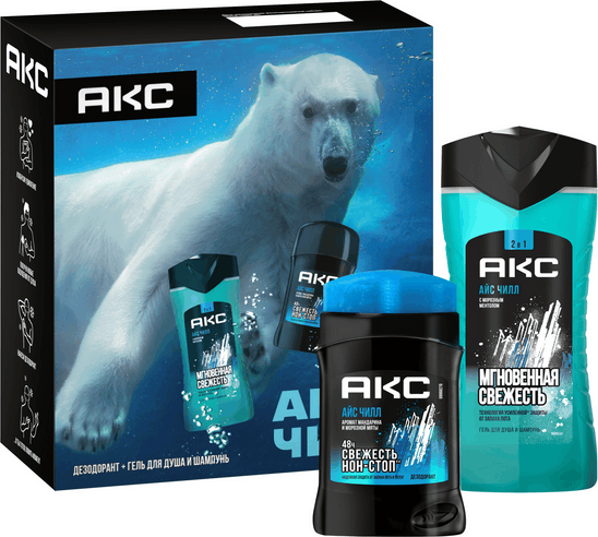 Изображение товара Набор косметики для тела Axe Ice Chill Гель для душа 250мл+Дезодорант-стик 50мл