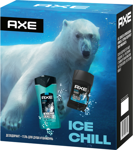 Изображение товара Набор косметики для тела Axe Ice Chill Гель для душа 250мл+Дезодорант-стик 50мл