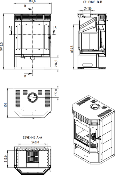 Изображение товара Печь-камин Мета-бел АОТ 12.0 (в модификации Ангара 12)
