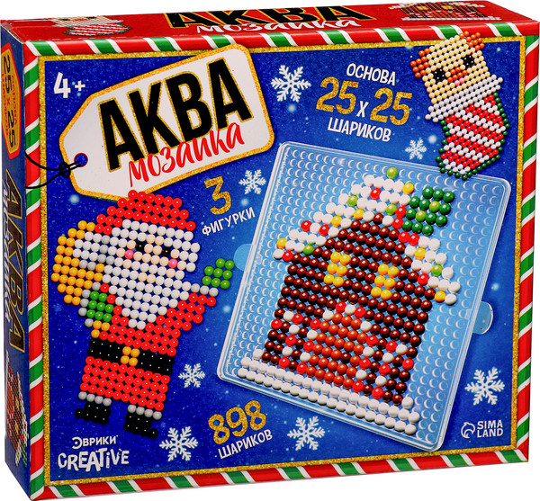 Изображение товара Развивающая игра Эврики Аквамозаика. Дед Мороз. Домик и щеночек / 10265828