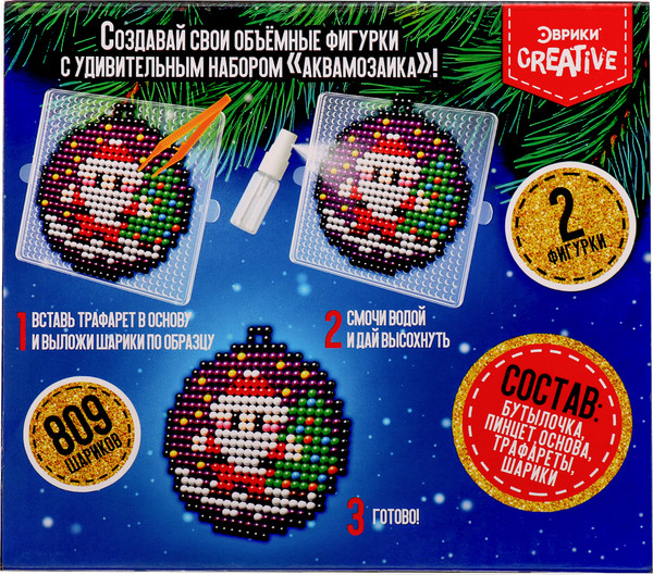 Изображение товара Развивающая игра Эврики Аквамозаика. Подвесы с Дед Морозом и Домиком / 10277467