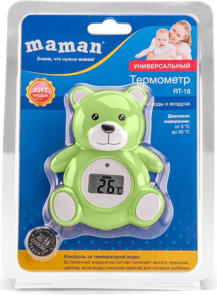 Изображение товара Детский термометр для ванны Maman RT-18М (зеленый)
