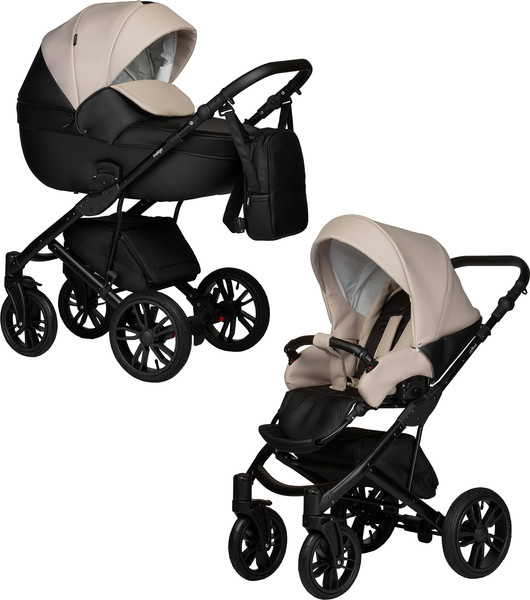 Изображение товара Детская универсальная коляска INDIGO Mio Eco 2 в 1 (04, черная кожа/светло-бежевая кожа)