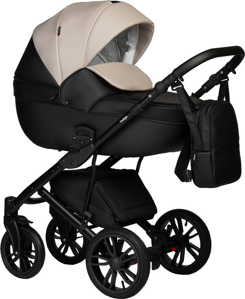 Изображение товара Детская универсальная коляска INDIGO Mio Eco 2 в 1 (04, черная кожа/светло-бежевая кожа)