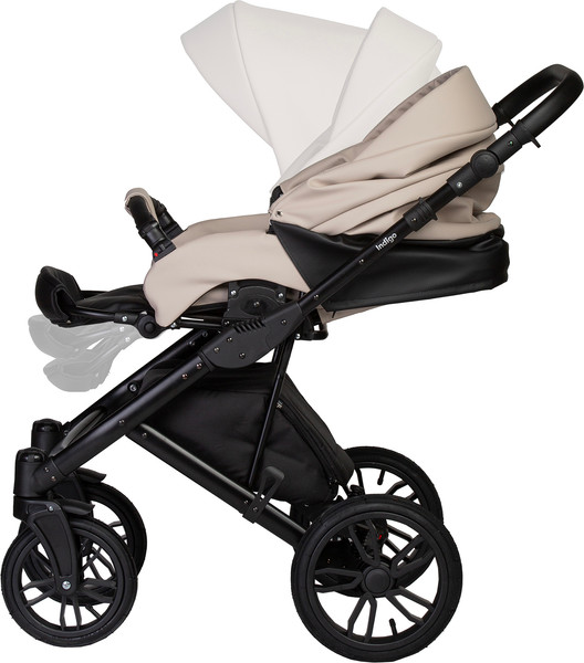Изображение товара Детская универсальная коляска INDIGO Mio Eco 2 в 1 (04, черная кожа/светло-бежевая кожа)