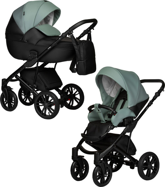 Изображение товара Детская универсальная коляска INDIGO Mio Eco 2 в 1 (05, черная кожа/шалфей кожа)