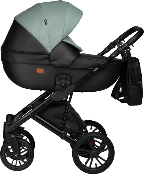Изображение товара Детская универсальная коляска INDIGO Mio Eco 2 в 1 (05, черная кожа/шалфей кожа)