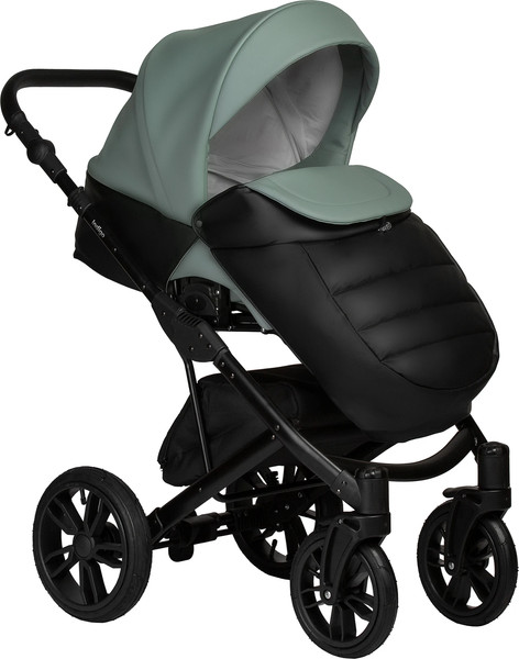 Изображение товара Детская универсальная коляска INDIGO Mio Eco 2 в 1 (05, черная кожа/шалфей кожа)