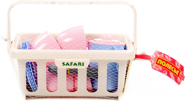 Изображение товара Набор игрушечной посуды Полесье Сафари с корзинкой / 95619