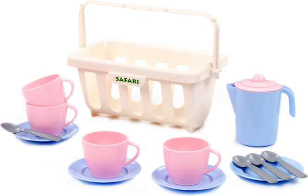 Изображение товара Набор игрушечной посуды Полесье Сафари с корзинкой / 95619