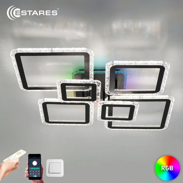 Изображение товара Люстра Estares Oval Ice RGB 180W 7S-APP-960x750x110-BLACK/CLEAR-220-IP20