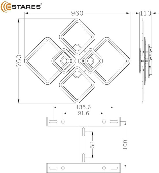 Изображение товара Люстра Estares Oval Ice RGB 180W 7S-APP-960x750x110-WHITE/CLEAR-220-IP20