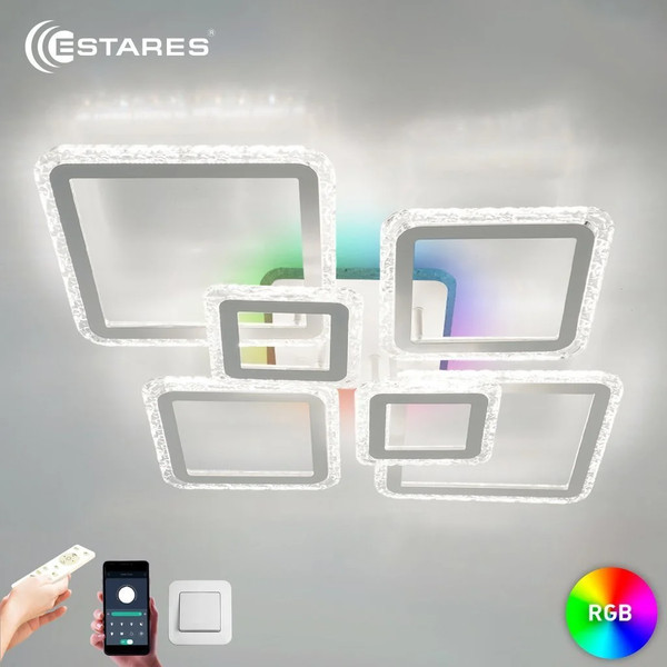 Изображение товара Люстра Estares Oval Ice RGB 180W 7S-APP-960x750x110-WHITE/CLEAR-220-IP20