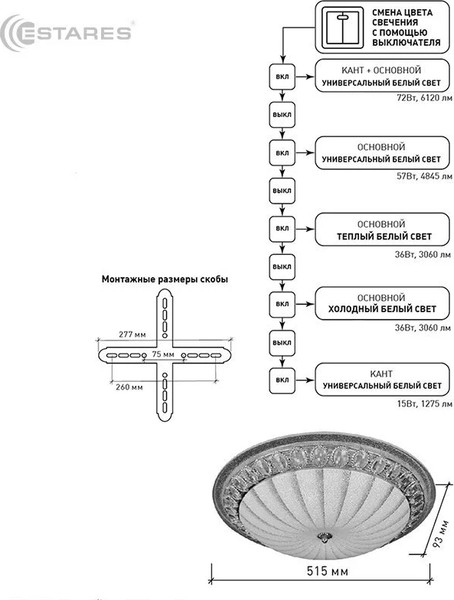 Изображение товара Потолочный светильник Estares Casablanca Gold 72W R-515-WHITE-220-IP20