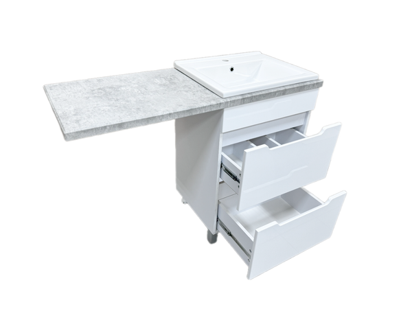 Изображение товара Тумба с умывальником Гамма Р23оФ8-У55 Атрия-9055 со столешницей (левая, бетон светлый)