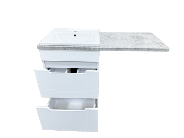 Изображение товара Тумба с умывальником Гамма Р23оФ8-У55 Атрия-9055 со столешницей (правая, бетон светлый)