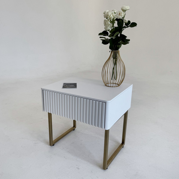 Изображение товара Прикроватная тумба Shtabe Gross 6001 (RAL 9003/RAL 9003/золото)