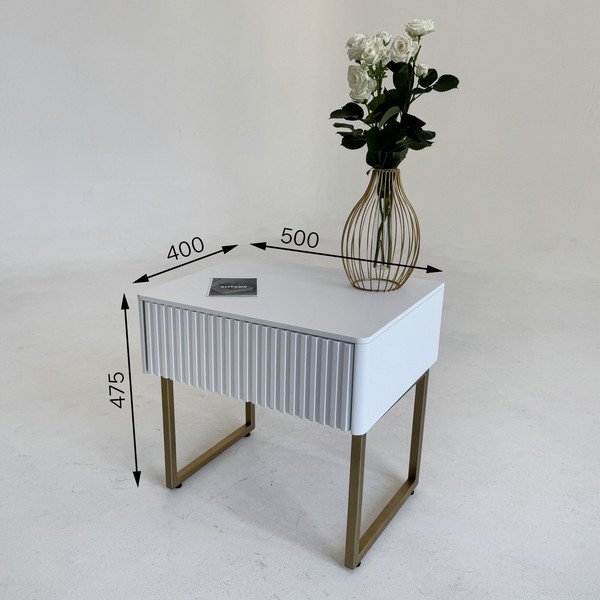 Изображение товара Прикроватная тумба Shtabe Gross 6001 (RAL 9003/RAL 9003/золото)